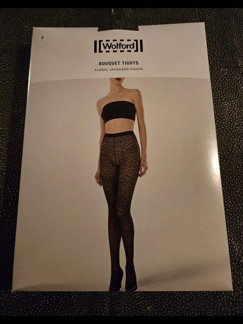 Wolford Black Floral Jacquard Tights